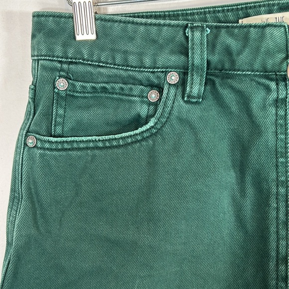 Free People We The Free Cotton Zip Up Women’s Size 30 Green Mini Denim Skirt - Picture 6 of 14